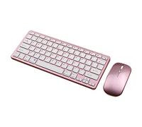 Jiklophg Clavier Sans Fil Bluetooth Souris Clavier de Modes Clavier Rechargeable Support Souris Tablette Ordinateur Portable Rose