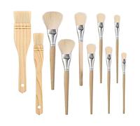 Jikoiuty Lot de 10 pinceaux de différentes tailles, pinceaux en poils de chèvre, pinceaux dorés, plumeaux à feuilles d'or, pinceaux plats, serpillères pour aquarelle, lavage, céramique