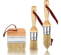 Jikoiuty Lot de 3 pinceaux de peinture à la craie et à la cire pour peinture acrylique, pochoir, pinceaux pour meubles en bois, décoration d'intérieur