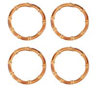 Jikoiuty Lot de 4 poignées de sac à main rondes en bois de bambou pour travaux manuels