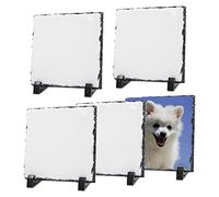 Jikoiuty Lot de 5 ébauches d'ardoise de sublimation avec support 6 x 6 cm