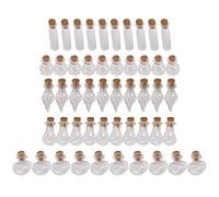 Jikoiuty Lot de 50 mini bouteilles en verre avec bouchon en liège 5 formes - Petites envies - Pour loisirs créatifs
