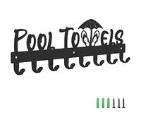 Jikoiuty Porte-serviettes de piscine avec 8 porte-serviettes mural pour l'extérieur ou la salle de bain, porte-serviettes pour accrocher des peignoirs de bain