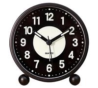 Jikoiuty Réveil de 10,2 cm, horloge de table analogique silencieuse sans tic-tac, fonctionne avec piles avec alarme forte pour chambre à coucher