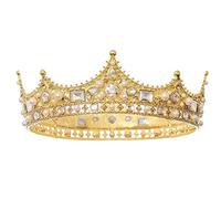 Jikoiuty Roi Couronne pour Costume Accessoire de DiadèMe Baroque Vintage Cristal Perle de MariéE DiadèMes de Mariage (Or)