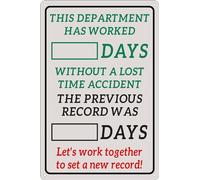 JIKSJVNA Panneau d'avertissement amusant en métal pour cour - Panneau d'avertissement « Days Since Last Incident » - Décoration murale pour maison, jardin, usine, extérieur - 20,3 x 30,5 cm
