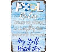 JIKSJVNA Plaque en métal Pool Rules avec inscription « You are not Allowed to do Anything that Begins with the Words Swimming Warning » - 20,3 x 30,5 cm