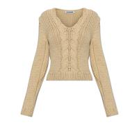 Jil Sander - Pull en laine avec tricot décoratif - Femme - Pulls - Jaune - Taille: 42 FR