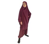 Jilbab 2 pièces Enfant (Sarouel + Cape Khimar) - Bordeaux - 8 Ans - Bordeaux