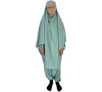 Jilbab 2 pièces Enfant (Sarouel + Cape Khimar) - Vert d'eau - 14 Ans - Vert d'eau