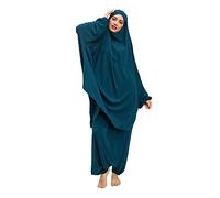 Jilbab 2 pièces Sarouel et Cape Khimar - Taille Unique - Bleu Canard