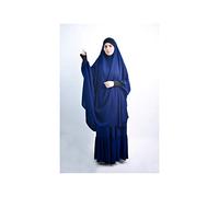 Jilbab al baida à fronces Bleu marine Unique