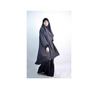 Jilbab al baida à fronces Gris foncé Unique