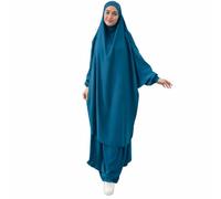 jilbab avec jupe pas cher,jilbeb deux piéce pas cher,djilbab femme muslmane,jilbeb 2 piéce taille unique (Bleu Emeraude)