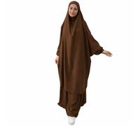 jilbab avec jupe pas cher,jilbeb deux piéce pas cher,djilbab femme muslmane,jilbeb 2 piéce taille unique (Marron)