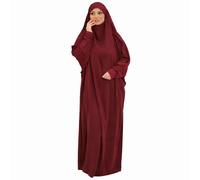 Jilbeb,Jilbab une piéce Avec manches lycra,Robe de priére Ample | Tissu Léger et Opaque | Tenue Pudique pour Prière Hijab Intégré Confortable Hejj Omra Ramadan