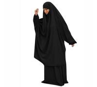 Jilbeb soie de Médine 2 pièces,Jilbab Deux Piece Soie de medine,Jilbeb avec jupe Opaque,Jilbab 2 Piéce,Jilbeb pour Priere,Robe pour la Priere Hejj,Omra,QuotidienJilbab Taupe Gris (Noir)