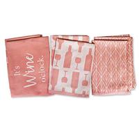 jilda-tex Lot de 6 torchons de cuisine, 100 % coton, différents designs (Wine o'Clock)