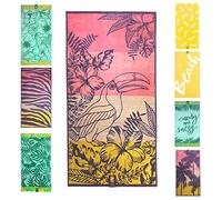 jilda-tex Serviette de plage 90 x 180 cm - Serviette de plage - 100 % coton - En velours éponge - Facile d'entretien (Tropicana)