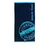 jilda-tex Serviette de plage 90 x 180 cm, serviette de plage, 100 % coton, velours éponge, facile d'entretien, motif Beach Time