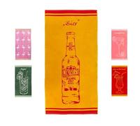 jilda-tex Serviette de plage 90x180 cm Drap de bain Drap de plage Serviette 100% coton Velours Serviette-éponge Facile d'entretien (Bière)