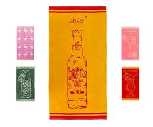 jilda-tex Serviette de plage 90x180 cm Drap de bain Drap de plage Serviette 100% coton Velours Serviette-éponge Facile d'entretien (Bière)