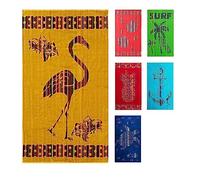 Jilda-Tex Serviette de plage XXL, 90 x 165 cm, drap de bain, serviette de plage, Flamant Rose Jaune