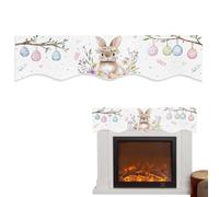 jileijar Nappe d'écharpe de cheminée de Pâques, nappe de table de lapin à colorier floral pour salle à manger, décoration de Pâques, cadeaux de fête