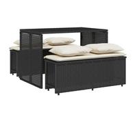 JILI Ensemble à manger de jardin - avec coussins - 3 pcs - anti-intempéries - Noir LLL612