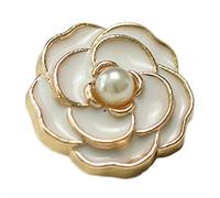 Jilibaba Lot de 10 boutons ronds en métal camélia nacré pour couture, artisanat, tricot, robe, manteau, blazer, jeans, uniforme, décoration Blanc 23 mm