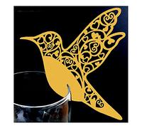 Jilibaba Lot de 50 cartes de nom pour verre à vin avec numéro de table d'invités, pour banquet, réception, mariage, fête d'anniversaire - Doré