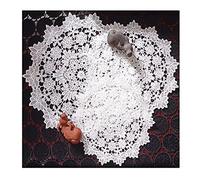 Jilibaba Napperon de table en dentelle - Style vintage - Rond - Motif floral - Broderie au crochet - Décoration de table de mariage - 30 cm - Blanc