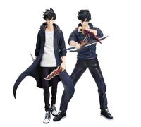 Jilijia 2PCS Sung Jin Woo Statue de figurine Anime Modèle debout en PVC Figure d'action Collectionnable Décoration de bureau à domicile Cadeaux