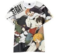 Jilijia Anime Bungo Stray Dogs T-Shirt Impression 3D Dessin Animé Motif T-shirt Top Manches Courtes Chemise d'été Unisexe Costume
