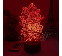 Jilijia Anime Meliodas Veilleuse Ban/Lion Sin of Pride Lampe de table LED 3D Télécommande tactile USB Décoration de chambre