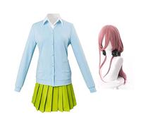 Jilijia Anime The Quintessential Quintuplets Cosplay Costume, Nakano Miku Cosplay School Uniform Dress Shirts Outfit Halloween Role Play Full Set for Women Girls