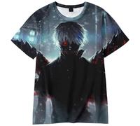 Jilijia Anime Tokyo Ghoul T-shirt imprimé 3D Kaneki Ken T-shirt haut à manches courtes pour l'été Unisexe