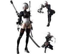Jilijia Automata 2B Figurine de personnage d'anime 2Byorha avec accessoires Tête interchangeable Modèle en PVC Décoration de bureau