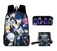 Jilijia Blue Lock Sac à dos pour ordinateur portable Motif jeu d'anime Isagi Yoichi/Bachira Meguru/Chigiri Hyoma 3D Imprimé 3D, Serrure Bluk Type 3, 40x30x13cm