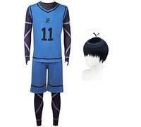 Jilijia Costume de cosplay de l'anime Blue Lock Isagi Yoichi Bachira Meguru Chigiri Hyoma Ensemble complet d'uniforme d'entraînement de football pour Halloween, Noël, costume de sport avec perruque