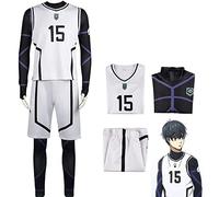 Jilijia Costume de cosplay Isagi Yoichi de l'anime Blue Lock - Tenue d'entraînement de football - Ensemble complet pour Halloween, Noël - Costume de sport pour enfants adultes, M