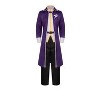Jilijia Costume de manga Erza Scarlet - Tenue de costumade gris - Ensemble complet avec perruque - Déguisement d'Halloween pour jeu de rôle pour homme et femme