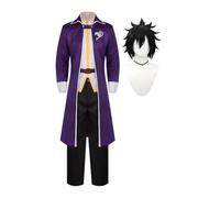 Jilijia Costume de manga Erza Scarlet - Tenue de costumade gris - Ensemble complet avec perruque - Déguisement d'Halloween pour jeu de rôle pour homme et femme