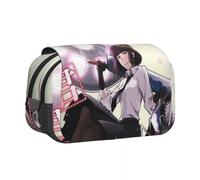 Jilijia Dazai Osamu Trousse à crayons avec impression 3D Motif dessin animé BSD Nakahara Chuuya/Akutagawa Ryunosuke Double couche Fermeture éclair Grande capacité pour garçons filles adolescents, Type