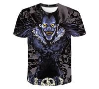 Jilijia Death Note Anime T-Shirt Anime Role Light Yagami/Ryuuku/Misa Amane 3D Cartoon Manches Courtes T Anime Game Loose Manches Courtes Top Hip Hop Top, Type 9., L