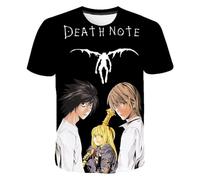 Jilijia Death Note Anime T-Shirt Anime Role Light Yagami/Ryuuku/Misa Amane 3D Cartoon Manches Courtes T Anime Game Loose Manches Courtes Top Hip Hop Top, Type 3, M