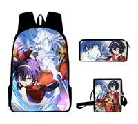 Jilijia Ensemble de 3 sacs à dos BSD avec dessin animé Bungo Stray Dogs Nakahara Chuuya Dazai Osamu Sac de voyage 3 pièces Ensemble sac à dos BSD Pencil Pounch Sac à déjeuner Sac pour ordinateur