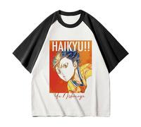 Jilijia Haikyuu Anime T-Shirt Karasuno High Shoyo Hinata/Tobio Kageyama 3D Cartoon Manches Courtes T Anime Game Loose Manches Courtes Top, Yu Nishinoya, XS