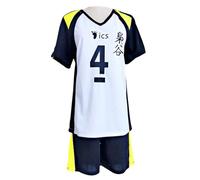 Jilijia Haikyuu T-shirt Fukurodani Academy Volleyball Jersey Kotaro Bokuto/Akaashi Keiji T-shirt à manches courtes + short Anime Game Suitset, Fukurodani Academy No.4, M