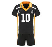 Jilijia Haikyuu T-shirt Karasuno High Volleyball Jersey Hinata Shoyo/Tobio Kageyama T-shirt à manches courtes + short Anime Game Suitset, Karasuno High No.10, S
